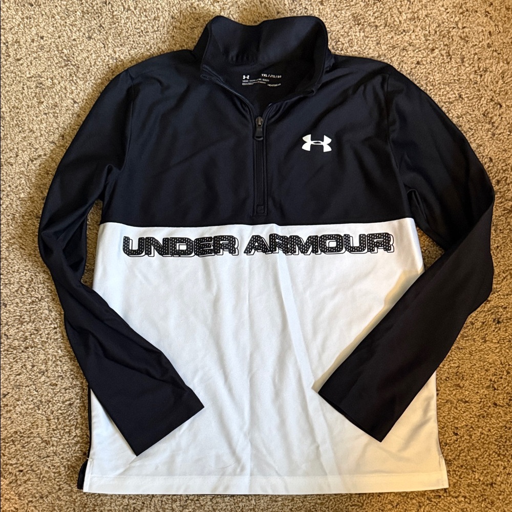 Under Armour Black and White Half-Zip Top
